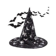 Boszorkánykalap Halloween ünnepre - fekete, csúcsos, varázslatos, kiegészítő, női, gyerek, cosplay, jelmez jelmez