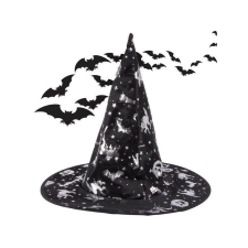 Boszorkánykalap Halloween ünnepre - fekete, csúcsos, varázslatos, kiegészítő, női, gyerek, cosplay, jelmez jelmez