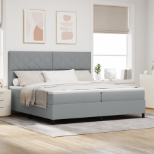  Box Spring Ágy Matrac Világosszürke 200x200 cm Szövet ágy és ágykellék