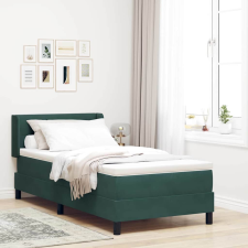  Box Spring ágy matraccal fekete 100x200 cm bársonyos Sötétzöld ágy és ágykellék