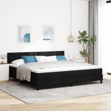  Box Spring Ágy Matraccal Fekete 200x200 cm Szövet ágy és ágykellék