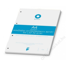 BOXER Gyűrűs könyv betét, A4, vonalas, 50 lap, BOXER, fehér (BOXGYB4V) füzet