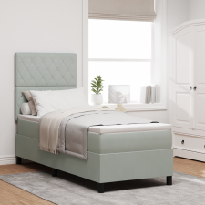  Boxpring Ágy Matrac Közép Szürke 80x200 cm Bársony ágy és ágykellék