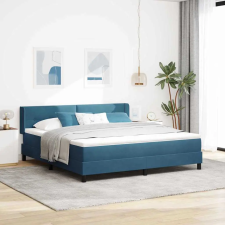  Boxrugós ágy fejtámlával Sötét kék 200 x 180 cm Bársony ágy és ágykellék