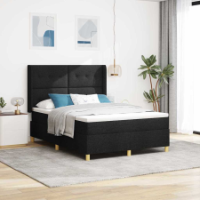 Boxrugós ágy matracmal fejtámlával Fekete 140 x 200 cm szövet ágy és ágykellék