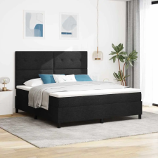  Boxrugós ágy matracmal fejtámlával Fekete 180 x 200 cm szövet ágy és ágykellék