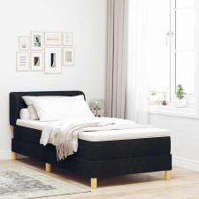  Boxrugós ágy matracmal fejtámlával Fekete 80 x 200 cm szövet ágy és ágykellék