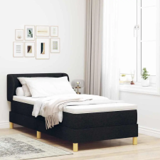  Boxrugós ágy matracmal fejtámlával Fekete 80 x 200 cm szövet ágy és ágykellék