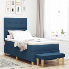  Boxrugós ágy matracmal fejtámlával Kék 80 x 200 cm szövet ágy és ágykellék