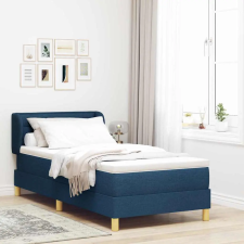  Boxrugós ágy matracmal fejtámlával Kék 90 x 200 cm szövet ágy és ágykellék