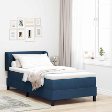  Boxrugós ágy matracmal fejtámlával Kék 90 x 200 cm szövet ágy és ágykellék