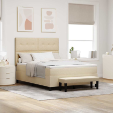  Boxrugós ágy matracmal fejtámlával Krém 160 x 200 cm szövet ágy és ágykellék