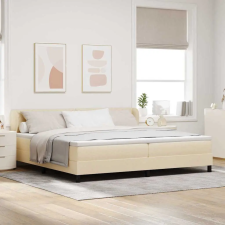 Boxrugós ágy matracmal fejtámlával Krém 200 x 200 cm szövet ágy és ágykellék