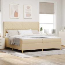  Boxrugós ágy matracmal fejtámlával Krém 200 x 200 cm szövet ágy és ágykellék