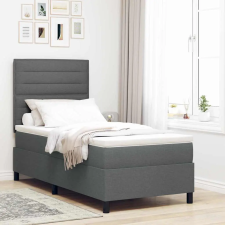  Boxrugós ágy matracmal leddel Sötétszürke 90 x 200 cm szövet ágy és ágykellék
