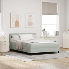 Boxspring Ágy Matrac, Világosszürke, 160x200 cm, Bársony ágy és ágykellék