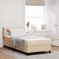  Boxspring ágy matraccal Krém 100 x 200 cm Szövet és Mérnöki Fa ágy és ágykellék