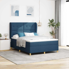  Boxspring ágy matraccal Sötétszürke 90x190 cm Szövet Kék szövet ágy és ágykellék