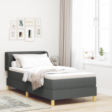  Boxspring Ágy Matraccal - Sötétszürke, 90x200 cm, Textil ágy és ágykellék