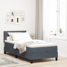  Boxspring Ágy Mattal Sötét Szürke 90x200 cm Bársony ágy és ágykellék