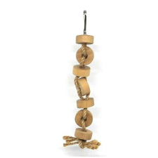 BPS 12312 Madárjáték fűzőtt fakarikák kötélen 20 cm játék madaraknak