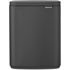 Brabantia Bo Waste Bin acél szemetes felnyitható fedéllel, fali/álló - Hat. szürke 12L szemetes