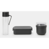 Brabantia Make & Take Breakfast and Lunch Set 3db-os szett, vizes palack + reggeliző tál + közepes méretű ételhordozó doboz, BPA mentes műanyag, sötétszürke - 206740 (206740)
