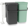 Brabantia Sort &amp; Go Built in Bin beépített szemetes - sötét szürke és jáde zöld 2x16L