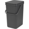 Brabantia Sort &amp; Go műanyag szemetes felnyitható fedéllel, fogantyúval - sötét szürke 12L