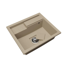 Brado ELITE 6052 gránit mosogató manuális szifonnal, bézs-szemcsés, beépíthető mosogatótálca