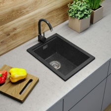 Brado Gamma Decor 3850 gránit mosogató, szifonnal, fekete, beépíthető mosogatótálca