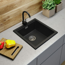 Brado Gamma Decor 4850 gránit mosogató, szifonnal, fekete, beépíthető mosogatótálca