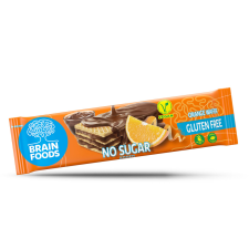  Brain Foods gluténmentes ostyaszelet csokoládéba mártott, narancsos kakaós krémmel töltött, édesítőszerekkel 40 g csokoládé és édesség