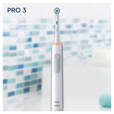 Braun Oral-B Pro 3 3000 elektromos fogkefe Sensi Clean fejjel, fehér elektromos fogkefe