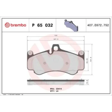 BREMBO fékbetétkészlet, rögzítőfék P 65 032 autóalkatrész