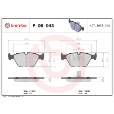 BREMBO fékbetétkészlet, tárcsafék BREMBO P 06 043 autóalkatrész