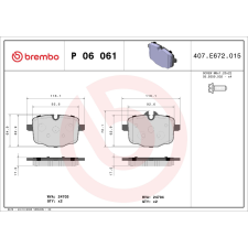 BREMBO fékbetétkészlet, tárcsafék BREMBO P 06 061 autóalkatrész