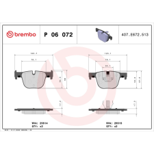 BREMBO fékbetétkészlet, tárcsafék BREMBO P 06 072 autóalkatrész