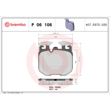 BREMBO fékbetétkészlet, tárcsafék BREMBO P 06 106 autóalkatrész