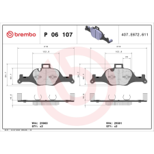 BREMBO fékbetétkészlet, tárcsafék BREMBO P 06 107 autóalkatrész