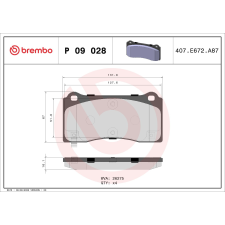 BREMBO fékbetétkészlet, tárcsafék BREMBO P 09 028 autóalkatrész