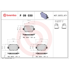 BREMBO fékbetétkészlet, tárcsafék BREMBO P 09 030 autóalkatrész