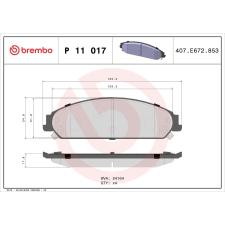 BREMBO fékbetétkészlet, tárcsafék BREMBO P 11 017 autóalkatrész