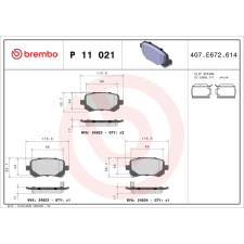 BREMBO fékbetétkészlet, tárcsafék BREMBO P 11 021 autóalkatrész
