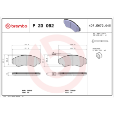 BREMBO fékbetétkészlet, tárcsafék BREMBO P 23 092 autóalkatrész