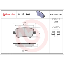 BREMBO fékbetétkészlet, tárcsafék BREMBO P 23 101 autóalkatrész