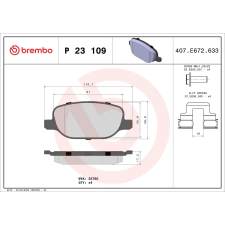 BREMBO fékbetétkészlet, tárcsafék BREMBO P 23 109 autóalkatrész