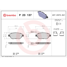 BREMBO fékbetétkészlet, tárcsafék BREMBO P 23 137 autóalkatrész