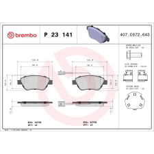 BREMBO fékbetétkészlet, tárcsafék BREMBO P 23 141 autóalkatrész
