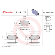 BREMBO fékbetétkészlet, tárcsafék BREMBO P 23 170 autóalkatrész